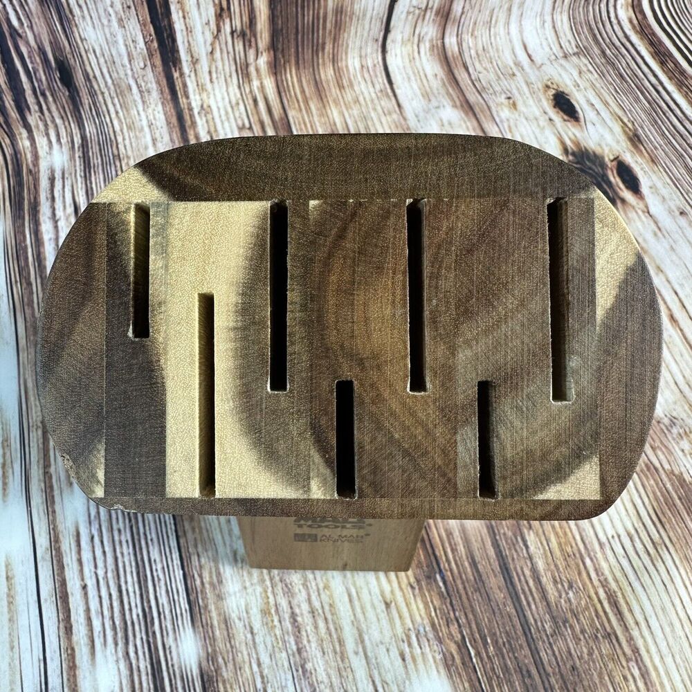 Mac Tools Knives Brown Wood Block ONLY 7 Slot Knife Holder Kitchen Storage - Picture 6 of 10